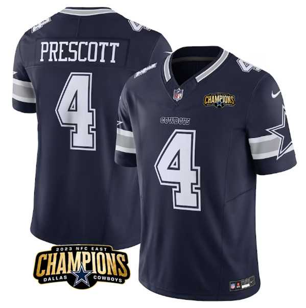 Men & Women & Youth Dallas Cowboys #4 Dak Prescott Navy 2023 F.U.S.E. NFC East Champions Patch Stitched Jersey